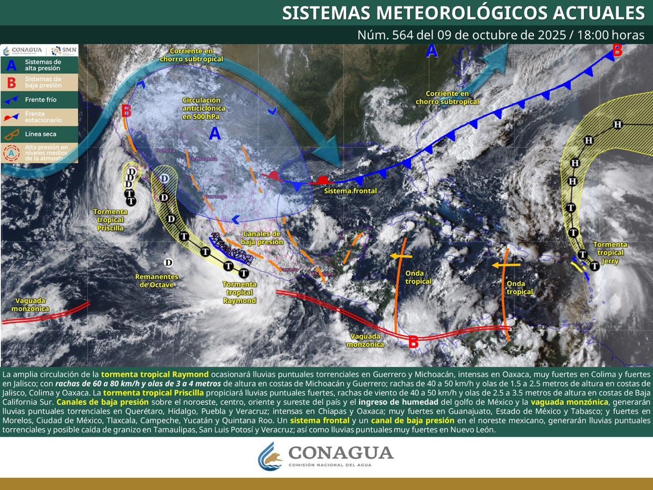 Por tormenta “Raymond”, Conagua mantiene monitoreo en 7 municipios michoacanos